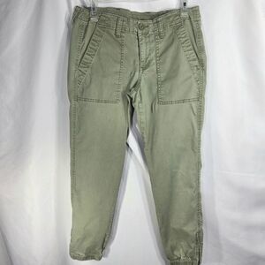 Cabi Olive Green Zipper Elastic Hem Cotton Pants Size 4